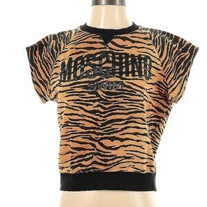 Moschino Black and Tan Animal Print Top